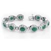 16 CTW Emerald & Diamond Bracelet 14K White Gold - REF-400H2M - 13405