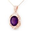 5.23 CTW Amethyst & Diamond Pendant 10K Rose Gold - REF-41F6N - 13984
