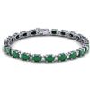 30.8 CTW Emerald & VS/SI Certified Diamond Eternity Bracelet 10K White Gold - REF-214A5V - 29450