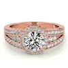 1.50 CTW Certified VS/SI Diamond Solitaire Halo Ring 18K Rose Gold - REF-398F9N - 26794