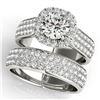 2.59 CTW Certified VS/SI Diamond 2Pc Wedding Set Solitaire Halo 14K White Gold - REF-475F5N - 31166