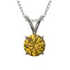 0.50 CTW Certified Intense Yellow SI Diamond Solitaire Necklace 10K White Gold - REF-70M5F - 33161