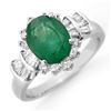 2.01 CTW Emerald & Diamond Ring 18K White Gold - REF-96A4V - 13325