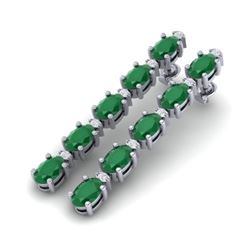 12.36 CTW Emerald & VS/SI Certified Diamond Tennis Earrings 10K White Gold - REF-93A3V - 29394