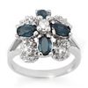 1.33 CTW Blue Sapphire & Diamond Ring 14K White Gold - REF-44M5F - 10817