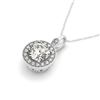 1.65 CTW VS/SI Diamond Solitaire Halo Necklace 14K White Gold - REF-422F3N - 30160