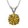 1.27 CTW Certified Intense Yellow SI Diamond Solitaire Necklace 10K White Gold - REF-240N2A - 36794