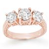 1.50 CTW Certified VS/SI Diamond 3 Stone Ring 14K Rose Gold - REF-236W5H - 13373