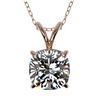 1.25 CTW Certified VS/SI Quality Cushion Cut Diamond Necklace 10K Rose Gold - REF-423V3Y - 33218