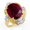 Image 1 : 6.70 CTW Ruby & Diamond Ring 10K Yellow Gold - REF-89H3M - 12724