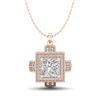 1.46 CTW Princess VS/SI Diamond Micro Pave Necklace 18K Rose Gold - REF-418W2H - 37194
