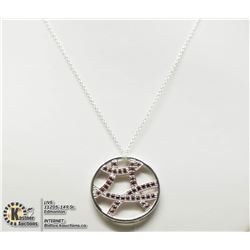 #3-STERLING SILVER CHAIN WITH RED CRYSTAL