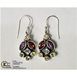 #11-STERLING SILVER MULTI-GEMSTONE EARRINGS
