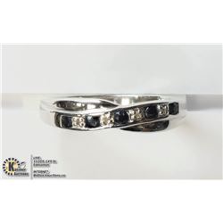 #19-STERLING SILVER DIAMOND SAPPHIRE RING