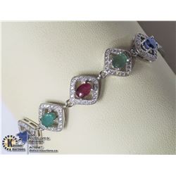 #24-STERLING SILVER WITH SAPPHIRE,EMERALD,