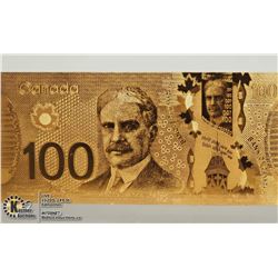 #33-GOLD FOIL 100 DOLLAR CANADIAN BILL