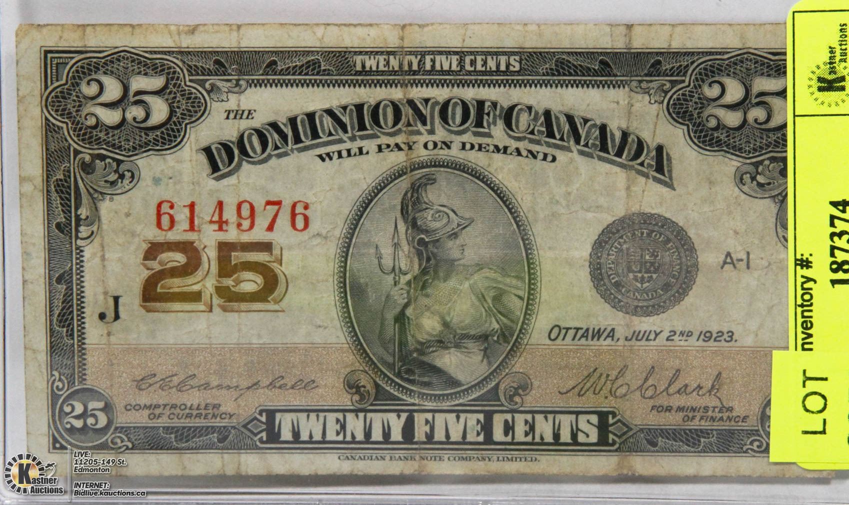1923 CANADIAN SHINPLASTER