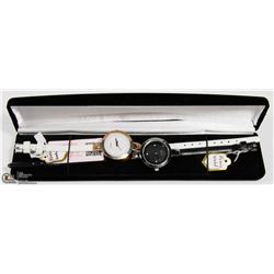 2PC KEZZIE WATCH WITH BLACK AND WHITE STRAPS.