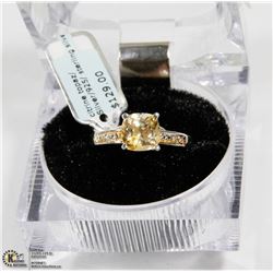 CITRINE YELLOW STONE 925 STAMPED RING. SIZE 7.