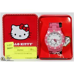 HELLO KITTY WATCH IN METAL CASE.