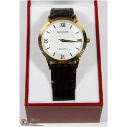 BAISHUN S QUARTZ WATCH GENUINE LEATHER STRAP.
