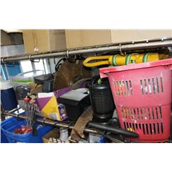SHELF LOT OF SHOP SUPPLIES AND CAMPING SUPPLIES