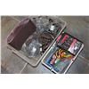 Image 1 : TWO TOTES OF VARIOUS SHOP SUPPLIES