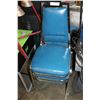 Image 1 : THREE METAL AND BLUE LEATHER CHAIRS