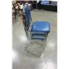 Image 3 : THREE METAL AND BLUE LEATHER CHAIRS