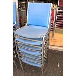 7 BLUE STACKING CHAIRS