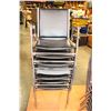 Image 1 : SIX BLACK STACKING ARMCHAIRS AND GREY CHAIR
