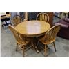 Image 1 : ROUND OAK DINING TABLE WITH FOUR CHAIRS