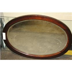 MAHOGANY FRAMED BEVELLED OVAL WALL MIRROR
