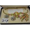 Image 1 : VINTAGE MULTI COLOR STONE NECKLACE AND PIN SET AND PAIR OF SHERMAN EARRINGS