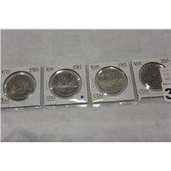 LOT OF 4 ONE DOLLAR COINS 80 AND 81 AND 82 AND 84