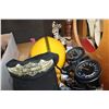 Image 1 : LOT OF MOTORCYCLE ITEMS HELMET HAT TROPHY AND SPEEDOMETER
