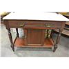 Image 3 : ANTIQUE MAHOGANY MARBLE TOP TILE BACK WASH STAND