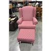 Image 1 : RED WINGBACK CHAIR AND OTTOMAN