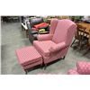 Image 2 : RED WINGBACK CHAIR AND OTTOMAN