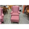 Image 1 : RED WINGBACK CHAIR AND OTTOMAN