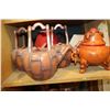 Image 2 : LOT OF PAINTED POTTERY TEAPOTS