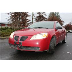 2006 PONTIAC G6, GT, RED 2-DOOR AUTOMATIC, 240,000KM WITH CAR PROOF, REGISTRATION, KEY AND FOB