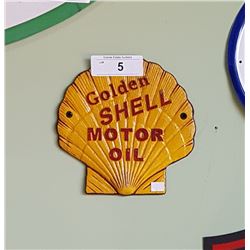 CAST IRON GOLDEN SHELL MOTOR OIL PLAQUE