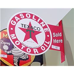 TEXACO DOUBLE SIDED TIN FLANGE SIGN