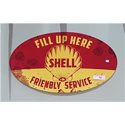 SHELL FRIENDLY SERVICE DOUBLE SIDED TIN FLANGE SIGN