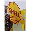 Image 1 : SHELL SOLD HERE DOUBLE SIDED TIN FLANGE SIGN