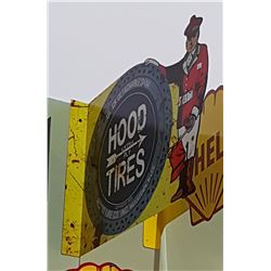 HOOD TIRES DOUBLE SIDED TIN FLANGE SIGN