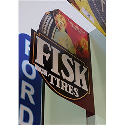 FISK TIRES DOUBLE SIDED TIN FLANGE SIGN