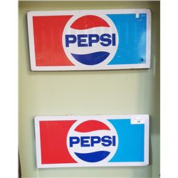 TWO ORIGINAL VINTAGE PEPSI SIGNS