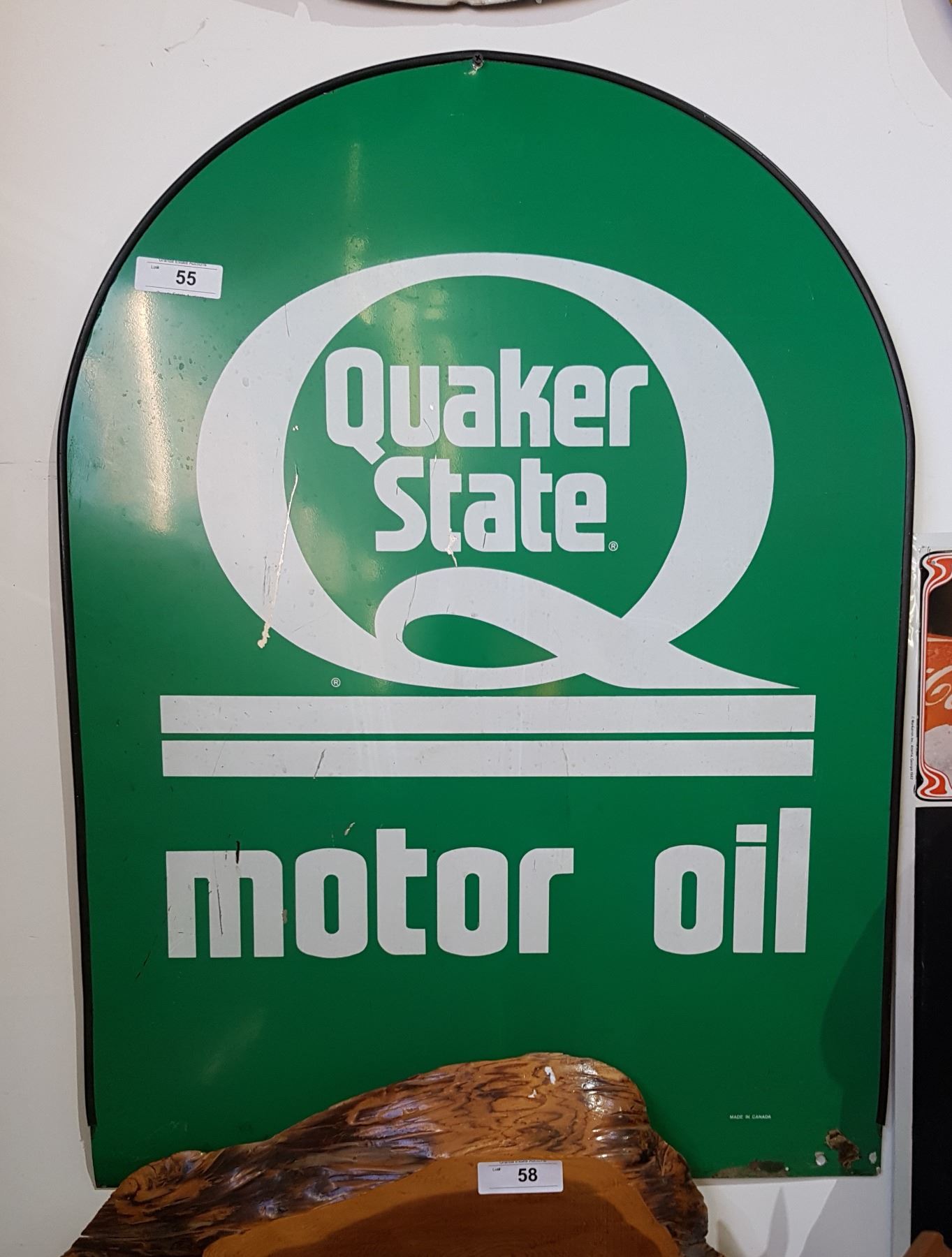 QUAKER STATE MOTOR OIL DOUBLE SIDED TOMBSTONE SIGN